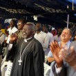 The Rev. Daud Fadul (center) and the Rev. Faruk Angelo (left) at Khartoum Bahri Evangelical Church vigil